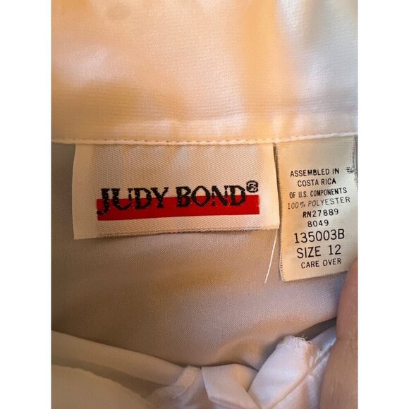 Judy Bond Womens White Pleated Collar Button-Up Blouse Size 12 Polyester - Picture 3 of 5